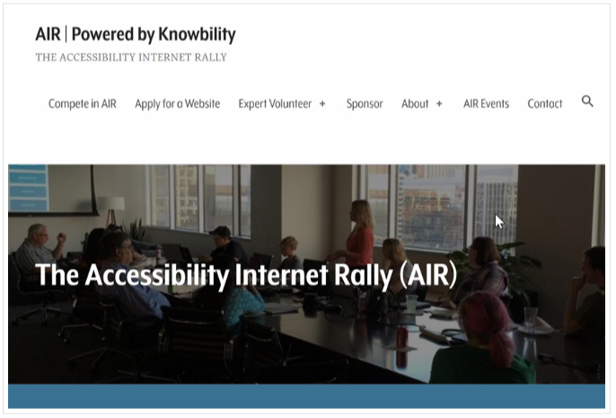 Screengrab of the Accessibility Internet Rally website