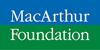 MacArthur secondary logo with green and blue background