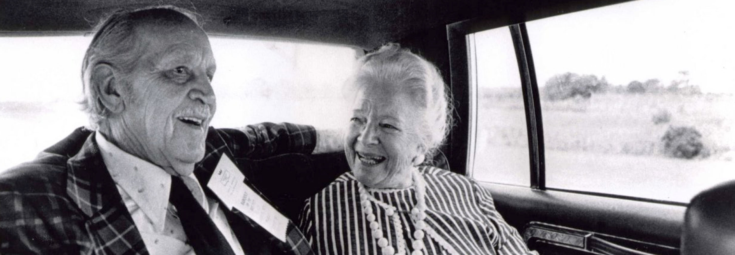 John D. and Catherine T. MacArthur in a car