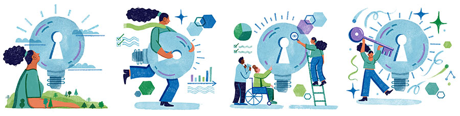 four illustrations of the grant process
