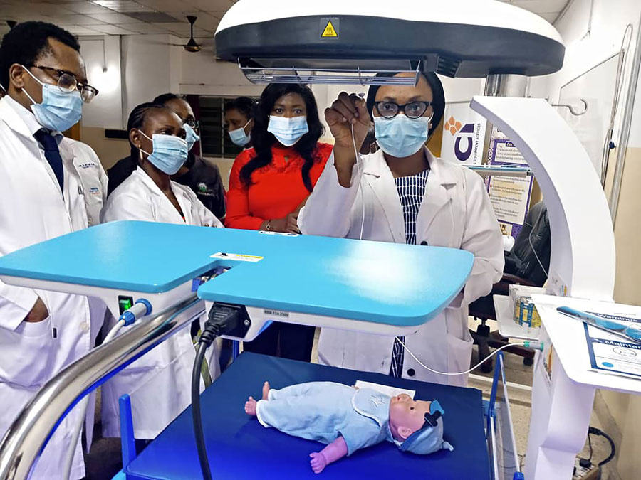 group of medical people watching an equipment training