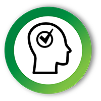 Illustration of human head with a check mark in a box