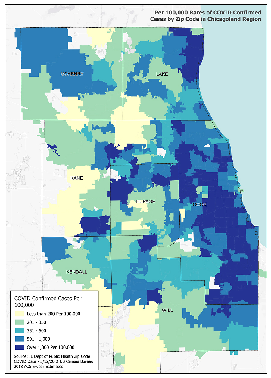 MapOfCovidCasesByZipCodeInChicago