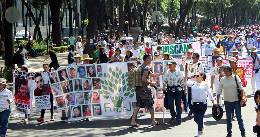 On May 10, 2019, women marched along Reforma Avenue in Mexico City on Mother's Day for their disappeared children.