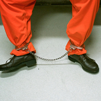 Shackled inmate