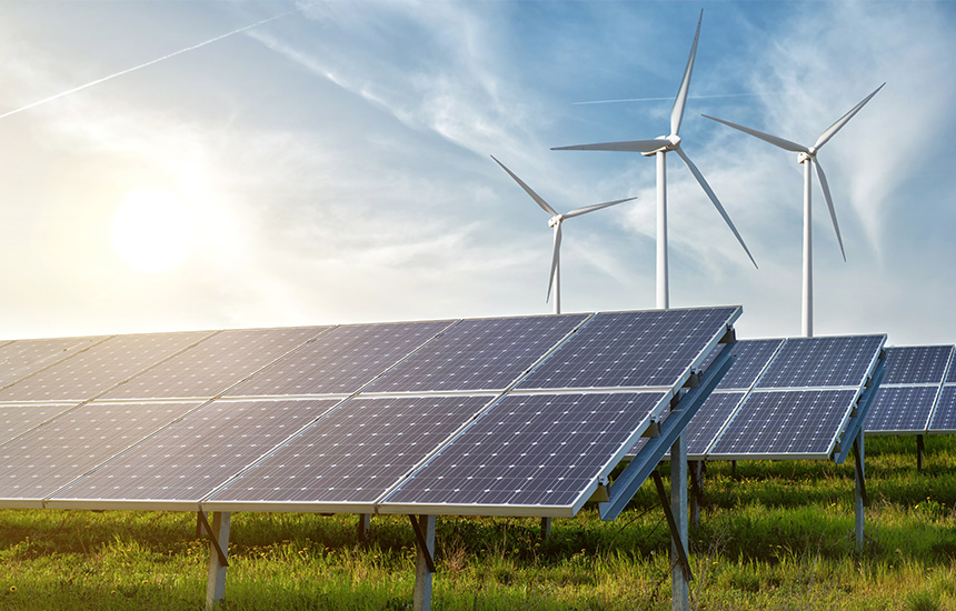 FieldWithSolarPanelsandWindTurbines