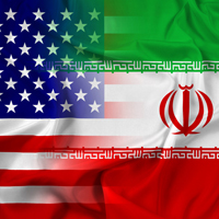 US Iran flags